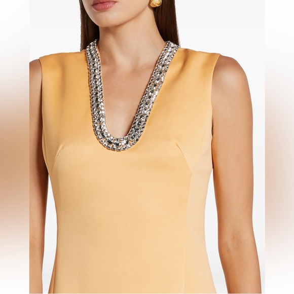 Vibrant Orange Embellished A-Line Midi Dress NWT - Picture 3 of 8